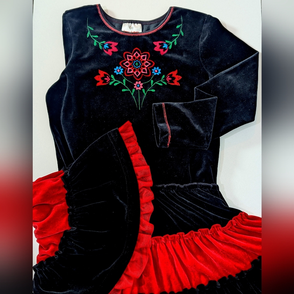 Hanna Andersson Black and Red Velvet Dress